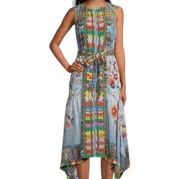 Johnny Was silk RAINBOW NAIA DRESS NWT - Picture 2 of 8